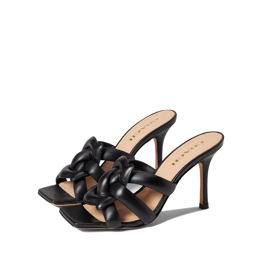 Coach Kellie Leather Mule Sandals Black Size 9 NWOB